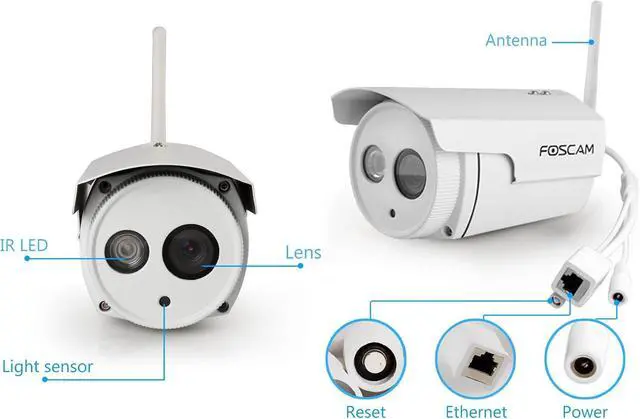 Alt view image 5 of 5 - Foscam HD 720P Outdoor WiFi Security Camera Weatherproof IP66 Bullet / 1MP IP Wireless Surveillance Camera System with iOS/Android App, Night Vision up to 65ft, and More (FI9803P)