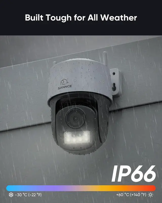Alt view image 7 of 7 - SANNCE 5MP Smart Dual Light PoE Security Camera - Human and Vehicle Detection, Color Night Vision, Built-in 2 Way Audio, IP66 Weatherproof, Pan & Tilt Surveillance Camera, No Including Adapter(2 Pack)
