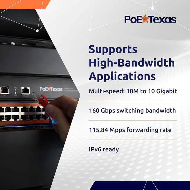 Alt view image 3 of 7 - PoE Texas 8-Port 10Gb Managed L2/L3 PoE+ Switch, 250W