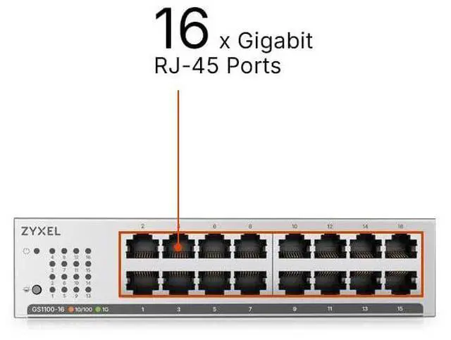 Alt view image 2 of 4 - Zyxel 16 Port Network Switch