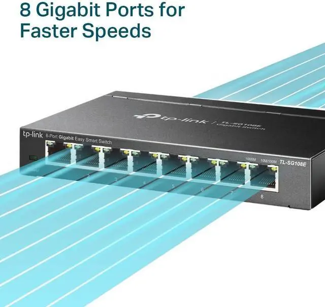 Alt view image 4 of 7 - TP-LINK TL-SG108E 8-Port Gigabit Easy Smart Switch (TL-SG108E)