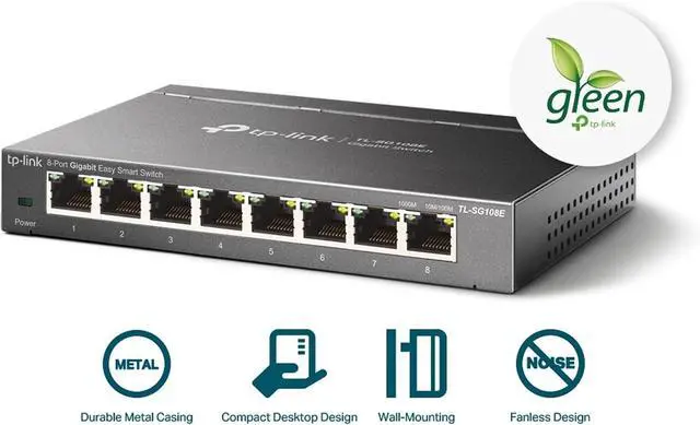 Alt view image 5 of 7 - TP-LINK TL-SG108E 8-Port Gigabit Easy Smart Switch (TL-SG108E)