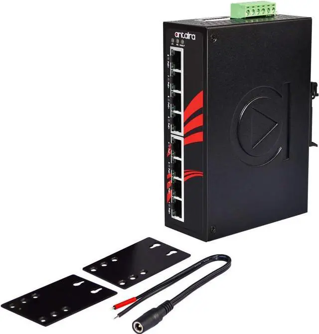 Alt view image 5 of 5 - Antaira LNP-0800-24 Industrial-Grade 8-Port PoE Unmanaged Fast Ethernet Switch, DIN-Rail Mount, -10 to 70°C Operating Temperature, Redundant 12 to 36 VDC Power Input, 5-Year Warranty