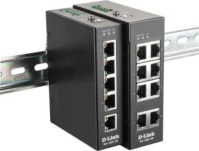 Alt view image 2 of 2 - D-Link DIS 100E-8W - Switch - Unmanaged - 8 x 10/100 - DIN Rail Mount, Wall Mount - DC Voltage