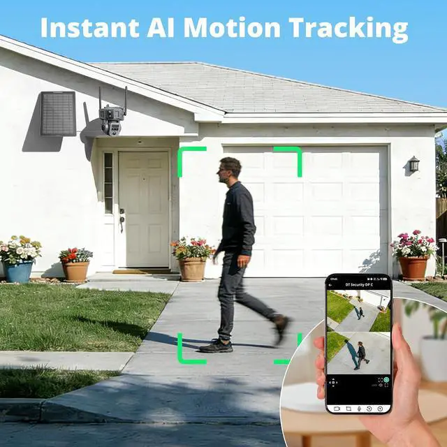 Alt view image 5 of 7 - Dragon Touch 4G Cellular Security Camera, 4K Solar Camera Wireless Outdoor, 3 Lens Bullet-PTZ Cam, 360° View, 10X Optical Zoom, AI Track, Color Night Vision, 12000/9W Battery, 64GB Card Included