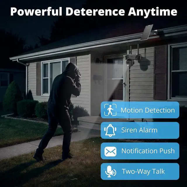 Alt view image 7 of 7 - Dragon Touch 4G Cellular Security Camera, 4K Solar Camera Wireless Outdoor, 3 Lens Bullet-PTZ Cam, 360° View, 10X Optical Zoom, AI Track, Color Night Vision, 12000/9W Battery, 64GB Card Included