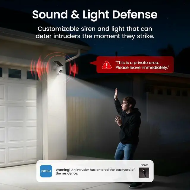 Alt view image 6 of 7 - aosu Security Cameras Outdoor Wireless, 2 Cam-Kit, No Subscription Required, Solar-Powered, Home Security Cameras System with 360° Pan & Tilt, Auto Tracking, 2K Color Night Vision, Easy Setup