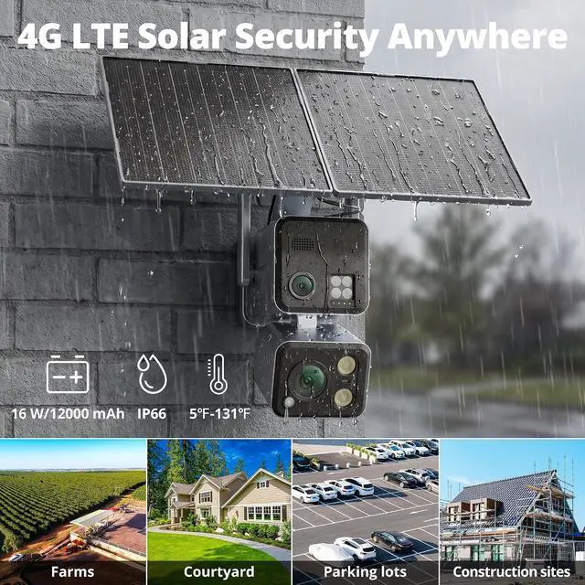 Alt view image 5 of 7 - Dragon Touch 4G LTE Cellular Security Camera - 4K Wireless Solar Security AOV Camera Outdoor Dual Lens Bullet-PTZ Cam, 4G and WiFi, 20X Zoom, 360° View, AI Tracking, with SIM Card and 64GB SD Card N1