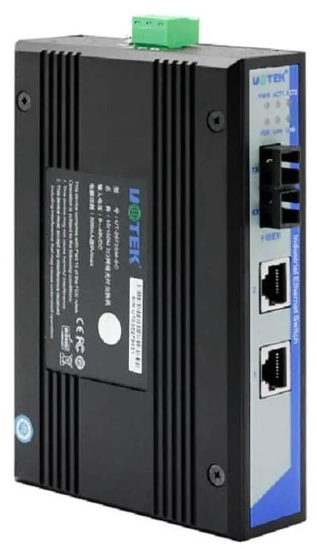 Main image of Industrial 10/100M 1 Fiber 2 Ethernet Ports Industrial Switch, Auto MDI/MDI-X, with Optional Single-Mode & Multi-Mode, UT-2572 (UT-2572RSM-SC)