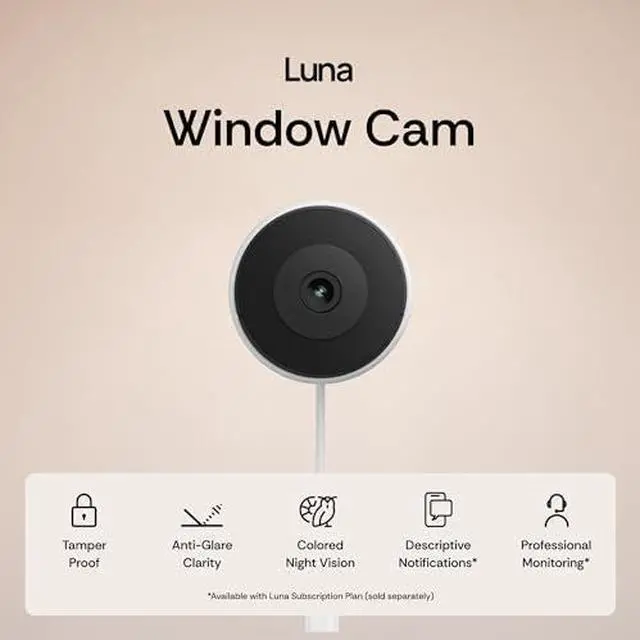 Alt view image 7 of 7 - Luna 3MP 2K Window Camera, 2.4GHz WiFi6 Indoor Cameras for Home Security Outdoor, and 2K Security Cameras Wireless Outdoor, Battery Camera w/Solar Panel, Spotlight