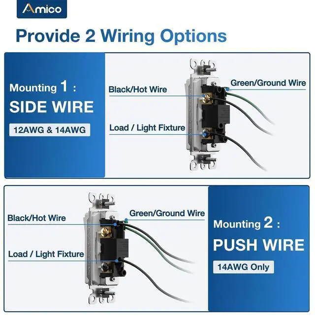 Alt view image 5 of 7 - Amico 30 Pack Decorator Single Pole & 3 Way Light Switch UL Listed