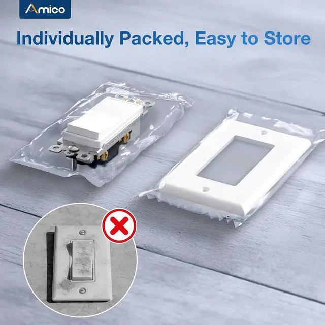 Alt view image 4 of 7 - Amico 30 Pack Decorator Single Pole & 3 Way Light Switch UL Listed