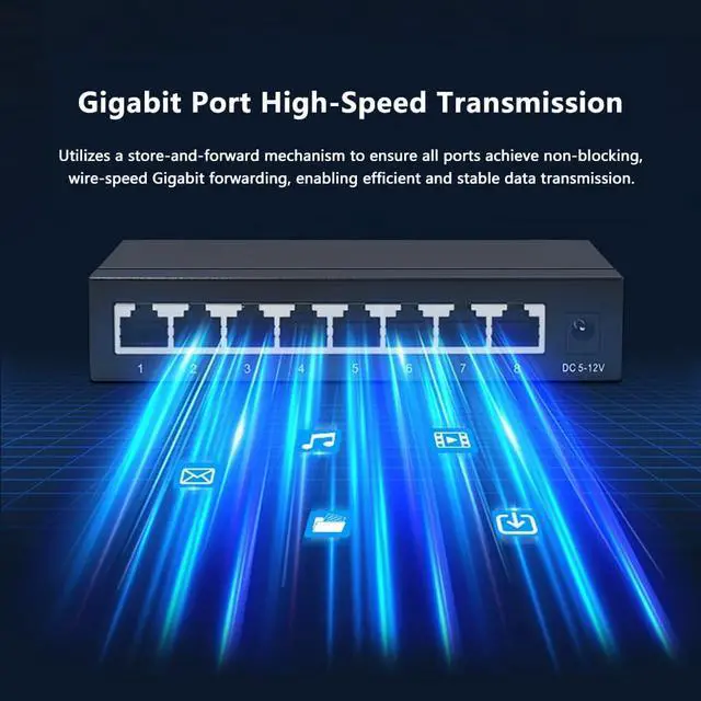 Main image of JMT Ethernet Switch 100Mbps POE Network Splitter Plug and Play Compatible with UTP STP (6 Ports)