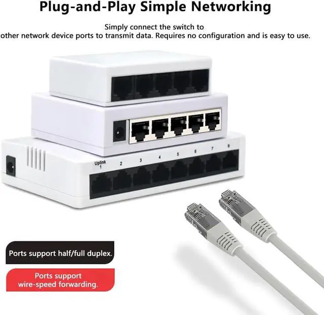 Alt view image 3 of 4 - JMT Ethernet Switch 100Mbps POE Network Splitter Plug and Play Compatible with UTP STP (6 Ports)