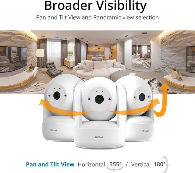Alt view image 3 of 7 - D-Link DCS-6501LH Compact Full HD Pan & Tilt Wi-Fi Camera, 1080p, Motorized Pan & Tilt, Night Vision, SD Card/Cloud Recording, Sound/Motion Detection, 2-Way Audio, Remote Access via App