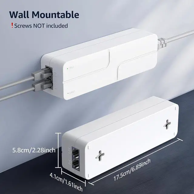 Alt view image 6 of 7 - YuanLey 2.5G PoE Injector 90W, PoE+ Injector Converts Non-PoE to PoE+, 55V IEEE 802.3at/af/bt, 10/100/1000/2500Mbps Ethernet PoE Adapter Plug & Play, Power Over Ethernet Up to 325 Feet