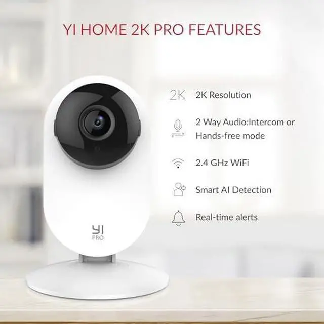 Alt view image 2 of 7 - YI Pro 2K 4PC Home Security Camera, 2.4Ghz Indoor Camera with Person, Vehicle, Animal Detection, Phone App for Baby, Pet, Dog Monitoring, Compatible with Alexa and Google Assistant
