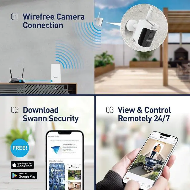 Alt view image 7 of 7 - Swann AllSecure650 Wi-Fi Security Camera System with 1 TB HDD, 4 Camera 8 Channel, 2K HD NVR Home Security Cameras Wireless Outdoor Indoor, Night Vision Surveillance Camera, Heat and Motion Detection
