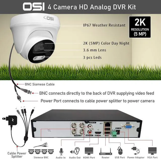 Alt view image 5 of 7 - OSI 2K 5MP HD 4-CAMERA DVR SYSTEM 2TB HDD4-CH H.265 Home Video Surveillance System,4x 5MP Indoor Outdoor Dome Cameras,Wired Analog DVR System,P2P DVR,Free APP,Night Vision,Motion,Alert,Remote Access