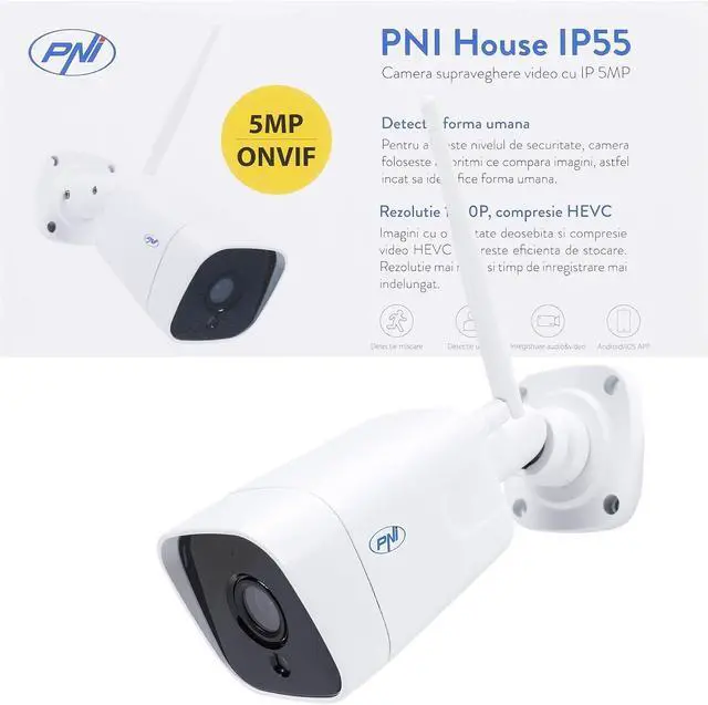 Alt view image 2 of 7 - PNI Video Surveillance Camera House IP55 5MP Wireless with Outdoor and Indoor IP and microSD Slot, Night Mode