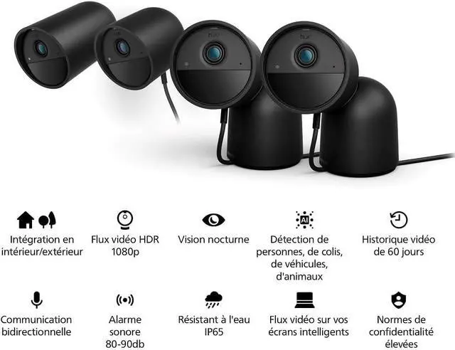 Alt view image 3 of 7 - Philips Hue Secure Security Camera with Battery - Black