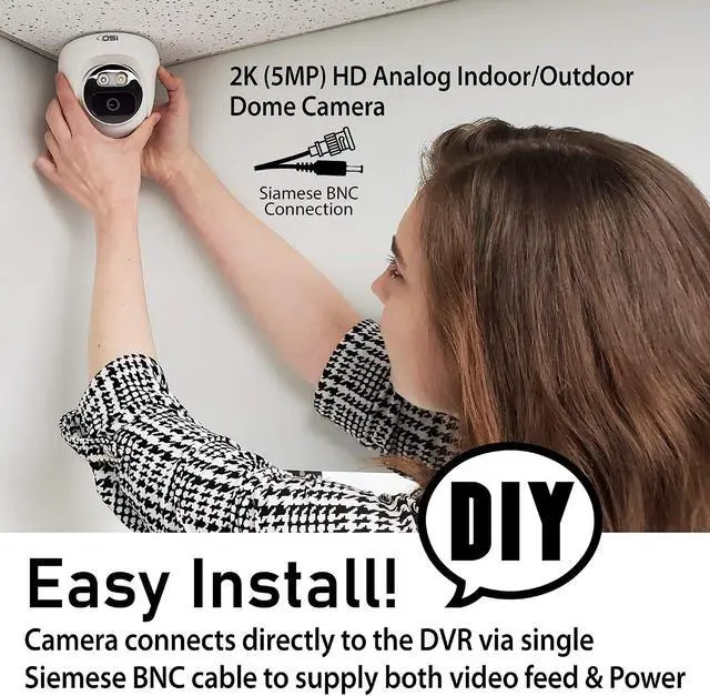 Alt view image 3 of 7 - OSI 2K 5MP HD 4-CAMERA DVR SYSTEM 2TB HDD4-CH H.265 Home Video Surveillance System,4x 5MP Indoor Outdoor Dome Cameras,Wired Analog DVR System,P2P DVR,Free APP,Night Vision,Motion,Alert,Remote Access