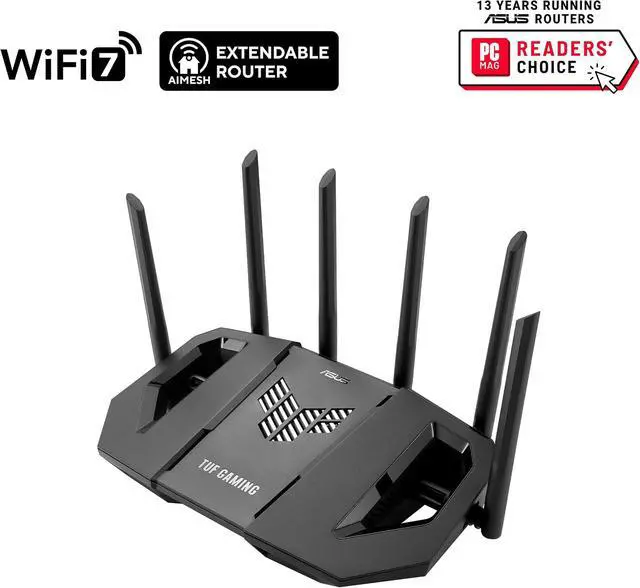 Alt view image 2 of 7 - ASUS TUF GAMING BE9400 Expandable WiFi 7 Tri-Band Gaming Router, Black