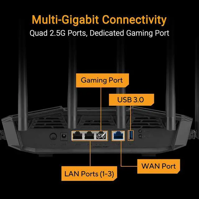 Alt view image 4 of 7 - ASUS TUF GAMING BE9400 Expandable WiFi 7 Tri-Band Gaming Router, Black