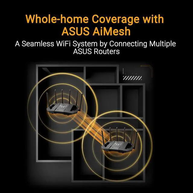 Alt view image 7 of 7 - ASUS TUF GAMING BE9400 Expandable WiFi 7 Tri-Band Gaming Router, Black