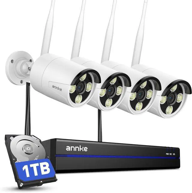 Main image of ANNKE 16CH Wireless Security Camera System, Expandable 4K NVR with 4 X 8MP Outdoor Cameras, 1TB HDD, Dual-Band WiFi, Two-Way Talk, Human Detected, 24/7 All-Day Recording, IP66 Weatherproof, Alexa