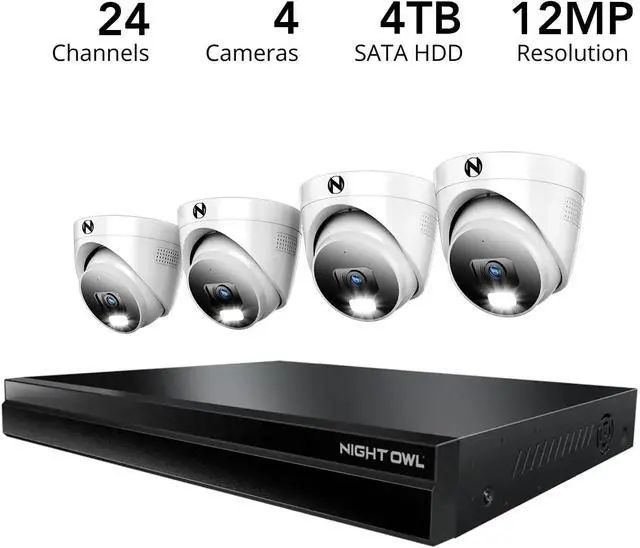Alt view image 2 of 7 - Night Owl 4TB NVR with 16 PoE Channels and 8 Wi-Fi Channels (Up to 24 Total Devices) with 4 Wired 4K+ (12MP) Dome Cameras