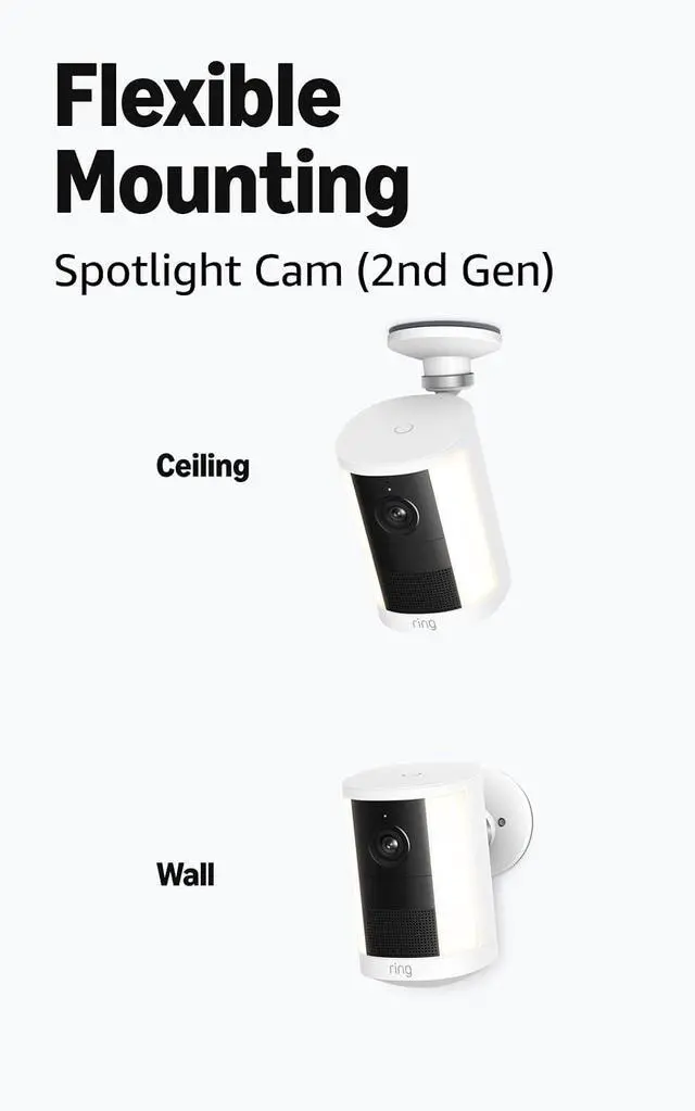 Alt view image 6 of 6 - Ring Wired Doorbell (newest model), Speckled Gray with Spotlight Cam, Battery (newest model), White