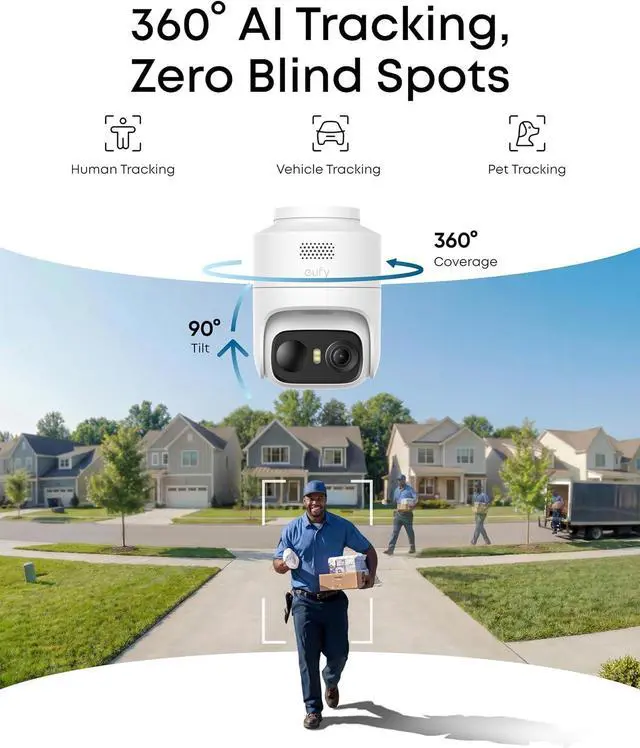 Main image of eufy Security eufyCam C37 6-Cam Kit, 360° Pan and Tilt Auto Tracking, Security Cameras Wireless Outdoor, 2K Solar Powered, Human/Vehicle/Pet/Face AI Detection, No Monthly Fee, Built-in Local Storage