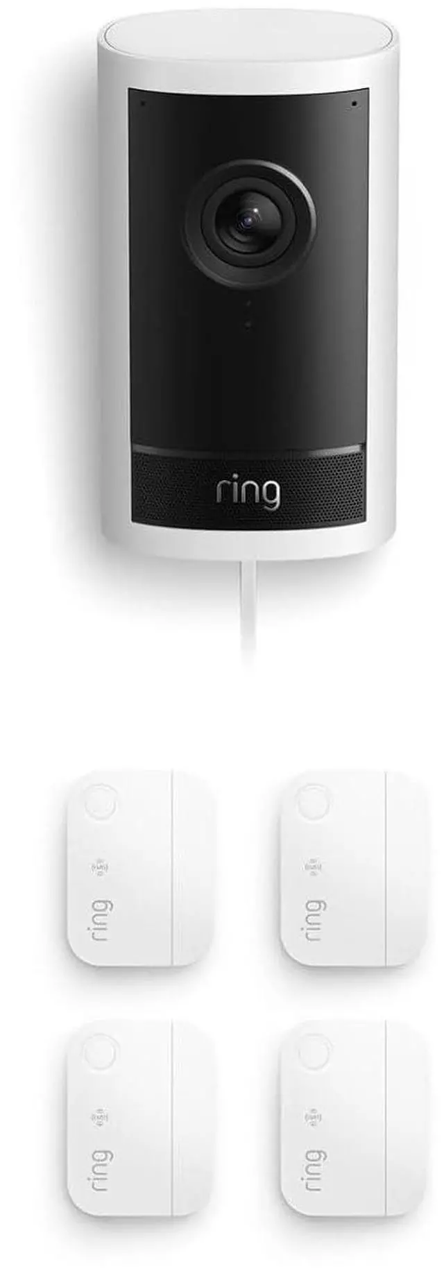 Main image of Ring Outdoor Cam Pro (newest model), White with 4 Window and Door Sensors (newest model)
