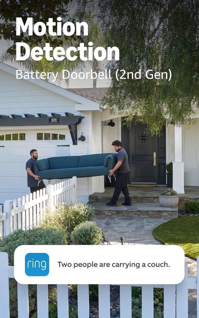 Alt view image 4 of 6 - Ring Battery Doorbell (newest model), Speckled Gray with Outdoor Cam Pro, Plug-In White