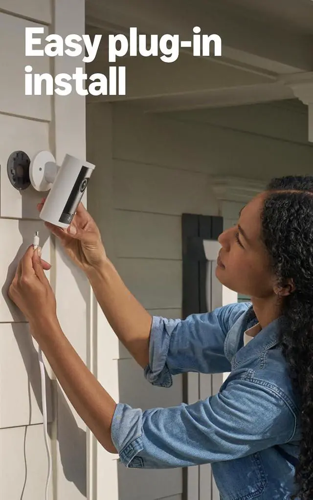 Alt view image 6 of 6 - Ring Battery Doorbell (newest model), Speckled Gray with Outdoor Cam Pro, Plug-In White