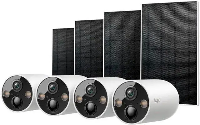 Main image of Wireless 2K Outdoor Security Cameras with Solar Panels (4-Pack) - Battery Powered - No Monthly Fees - TP-Link