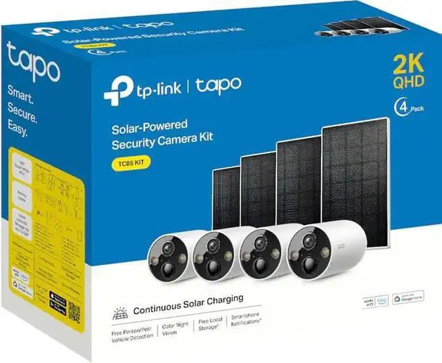 Alt view image 2 of 4 - Wireless 2K Outdoor Security Cameras with Solar Panels (4-Pack) - Battery Powered - No Monthly Fees - TP-Link