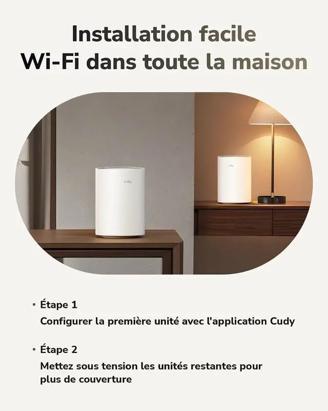 Alt view image 5 of 6 - Cudy Dual Band BE3600 WiFi 7 Wi-Fi Mesh System, 3.6 Gbps 160 Mhz, Coverage up to 2900 Sq.ft, 3 Gigabit Ports, Multi-VPN Compatible, Cudy APP Control(M3600 3-Pack)