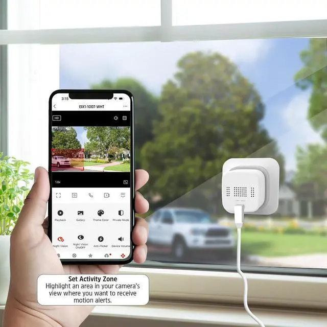 Alt view image 3 of 5 - Energizer Smart Wi-Fi Indoor Security Camera, 1080P Full HD with Motion Alerts, Two-Way Communication, App Access, Cloud or SD Storage, Foldable Design for Privacy, (White, 2K Window Camera)