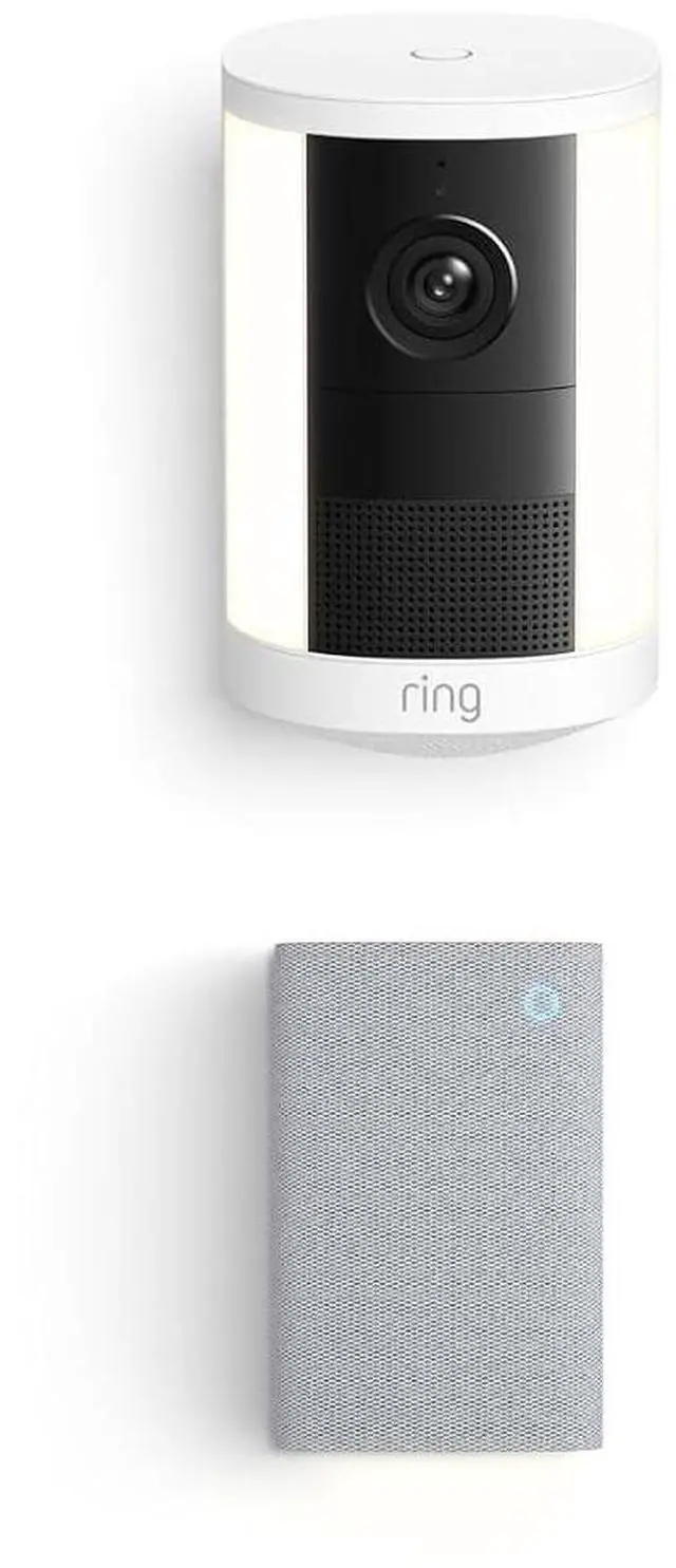 Main image of Ring Spotlight Cam, Battery (newest model), White with Chime Plus