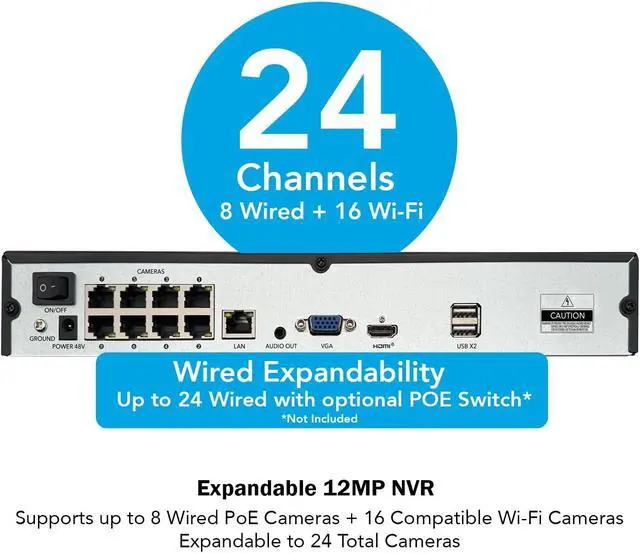 Alt view image 7 of 7 - Night Owl 4K (8MP) Wired & Wi-Fi NVR Security System with 2TB Storage, 8 PoE Channels, 16 Wi-Fi Channels, 4 Wired Dome Cameras, Supports Up to 24 Devices