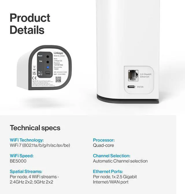 Alt view image 5 of 7 - Linksys Velop Micro 7 Dual-Band BE5000 Wi-Fi 7 Mesh System