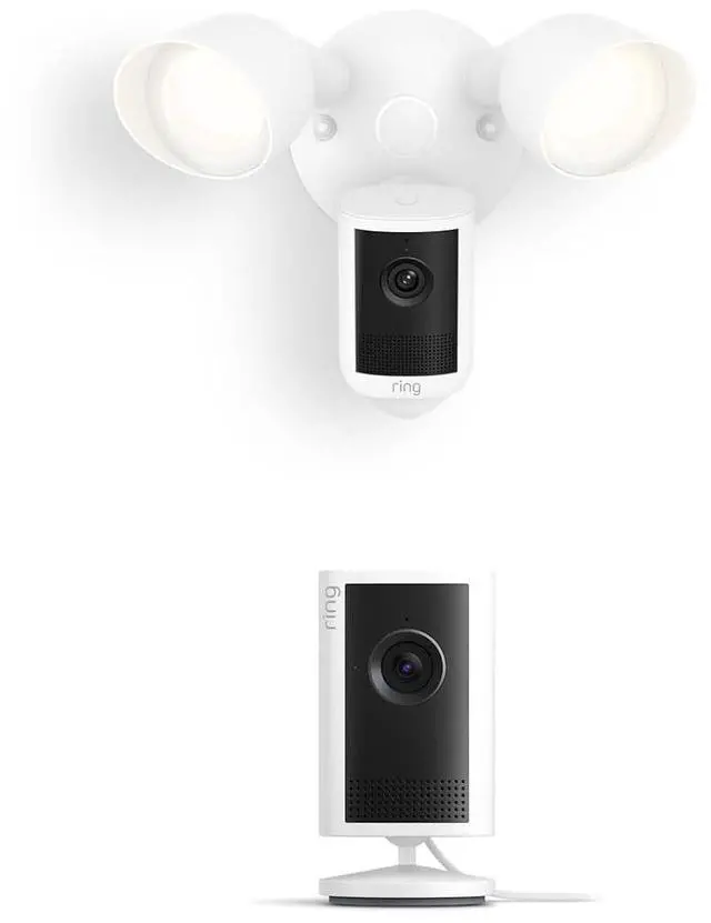 Main image of Ring Floodlight Cam, Wired (newest model), White with Indoor Cam Plus, White