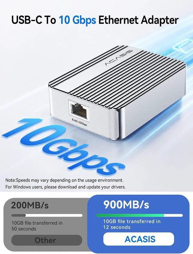Alt view image 2 of 7 - ACASIS USB4 to 10Gb Ethernet Adapter Aluminum Housing