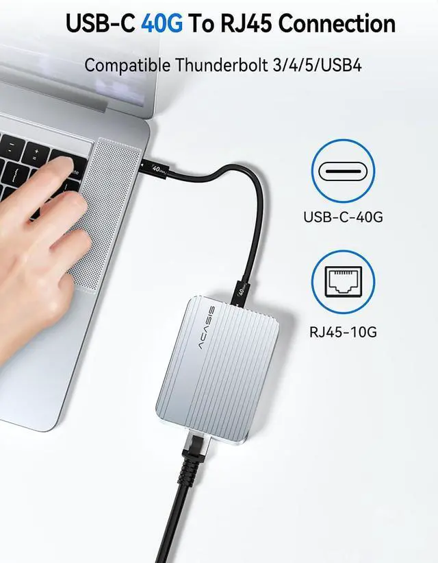 Alt view image 6 of 7 - ACASIS USB4 to 10Gb Ethernet Adapter Aluminum Housing