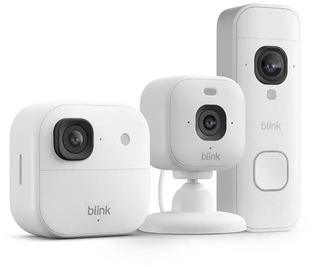 Main image of Blink Outdoor 2K+, Mini 2K+, and Battery Doorbell 2K+ (newest model) Complete 2K security, long-lasting battery. Sync Module Core included 2 Cameras + Doorbell (White)