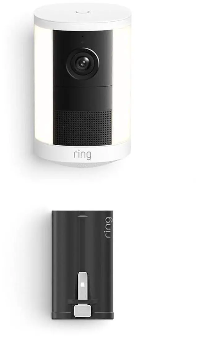 Main image of Ring Spotlight Cam, Battery (newest model), White with Quick Release Ultra Battery Pack