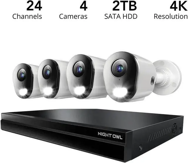 Alt view image 2 of 7 - Night Owl 2TB 24-Channel 12MP NVR with 8 PoE Channels and 16 Wi-Fi Channels (Up to 24 Total Devices) with 4 Wired 8MP Cameras