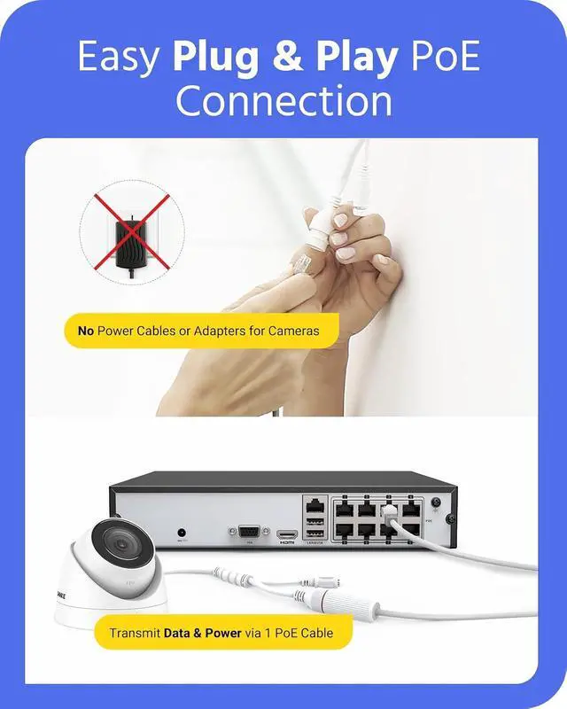 Alt view image 3 of 7 - ANNKE 6MP PoE NVR with 3TB HDD Pre-Installed, H.265+ 8CH Surveillance Netword Video Recorder Supports Up to 8X 6MP/5MP/4MP/1080P IP Camera, 24/7 Recording, Power Over Ethernet, Easy Remote Access